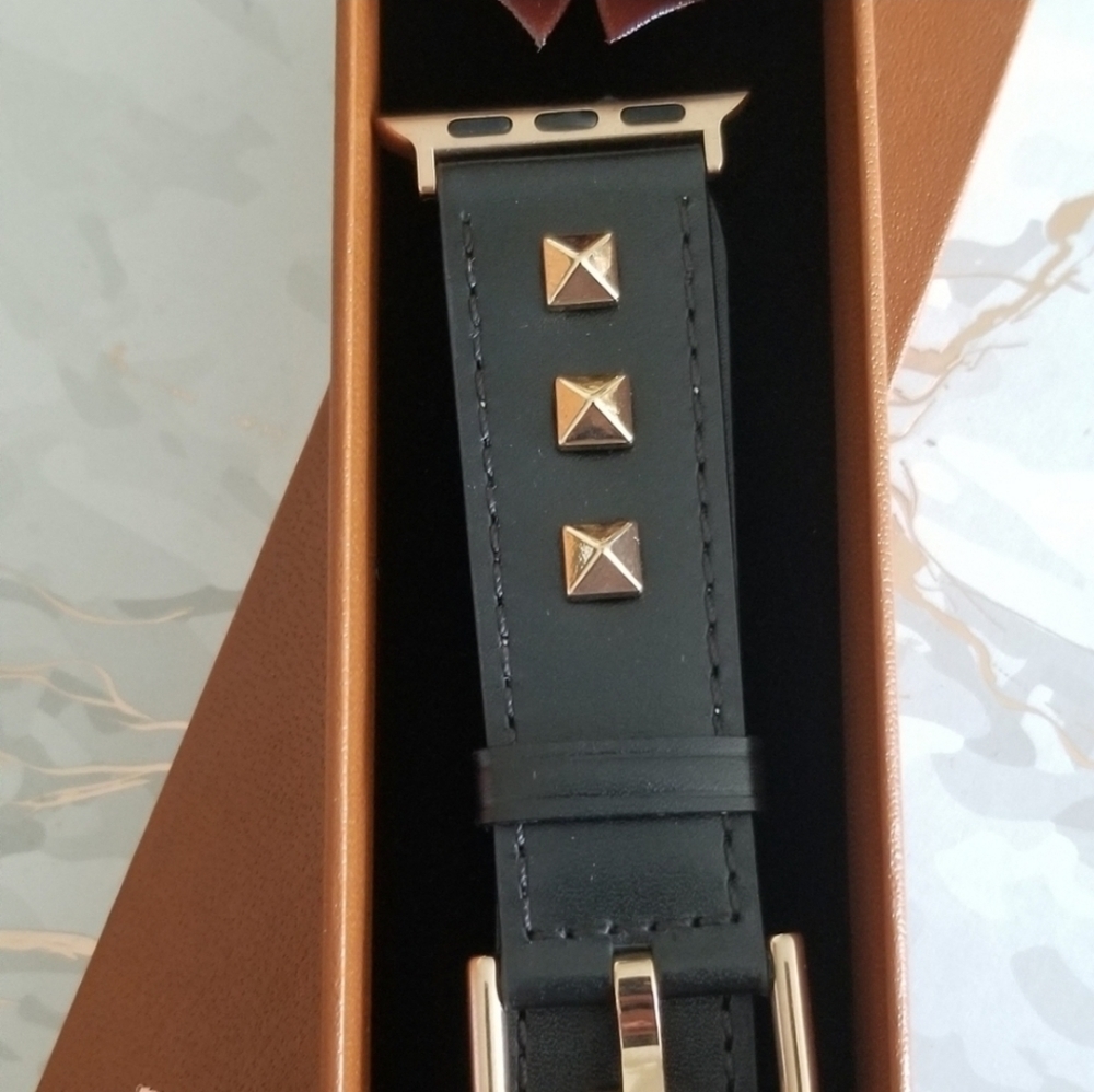 GENIUNE Leather Studded Fashion Band Compatible With Apple Watch 38mm